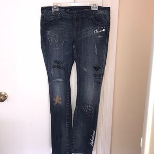 Express Stella skinny leg distressed jeans